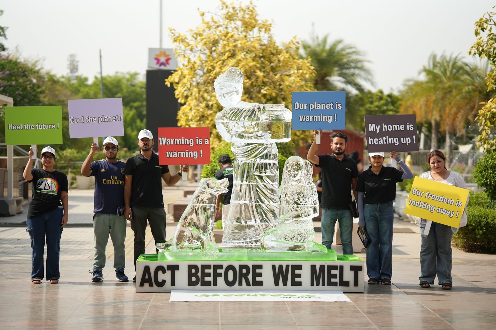 Premier World | Melting Futures: Greenpeace India's dramatic Ice Sculpture activity symbolises heatwave disasters unfolding across India