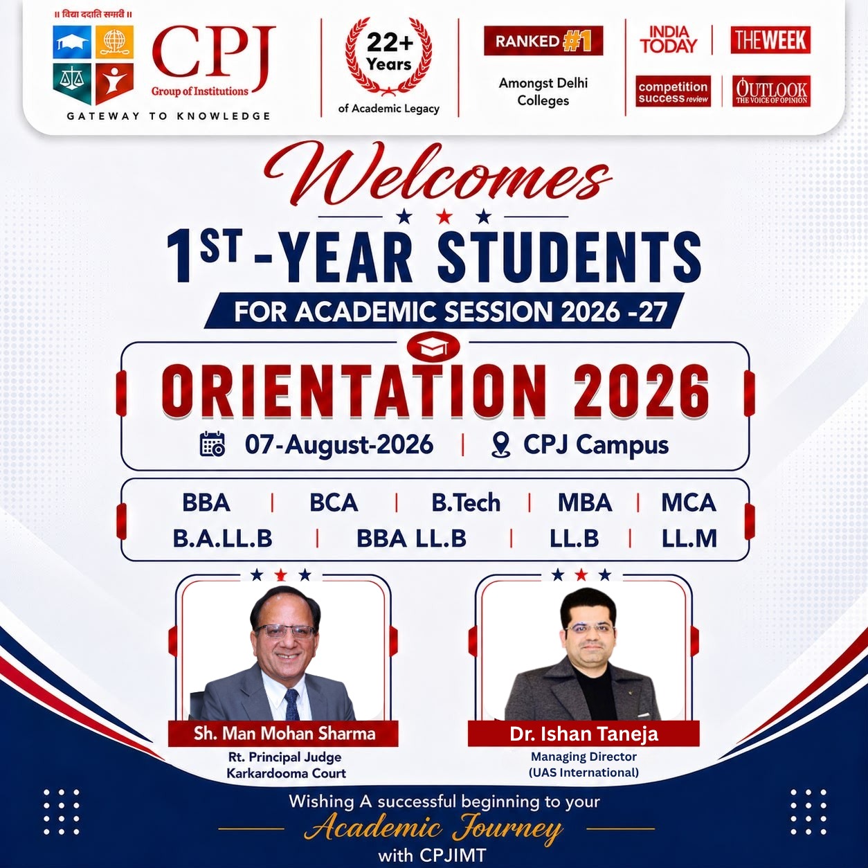 Premier World | CPJ Group of Institutions to Welcome New Batch with Grand Orientation Programme 2026